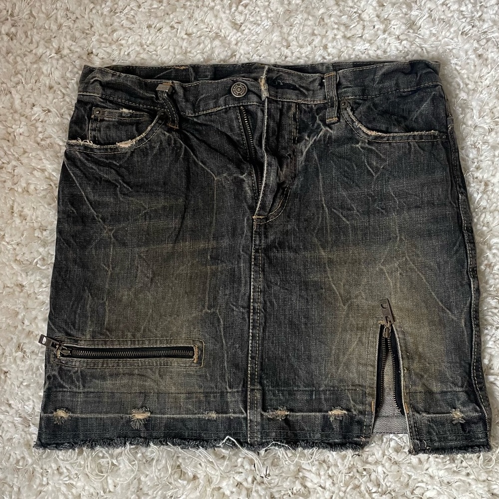 hysteric mud wash zipper distressed mini skirt